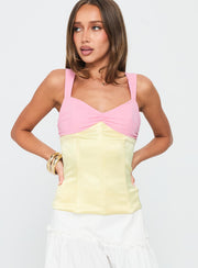 Zariela Contrast Bust Top Pink / Yellow