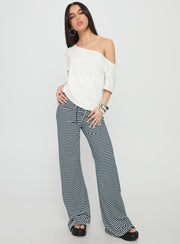 Alfreda Jersey Pant Navy Stripe