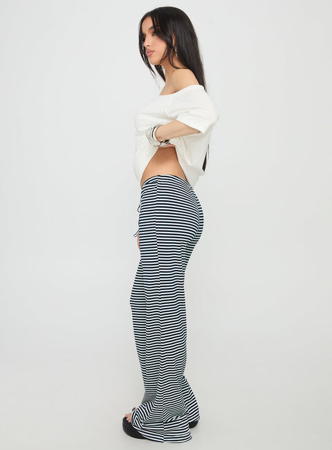 Alfreda Jersey Pant Navy Stripe