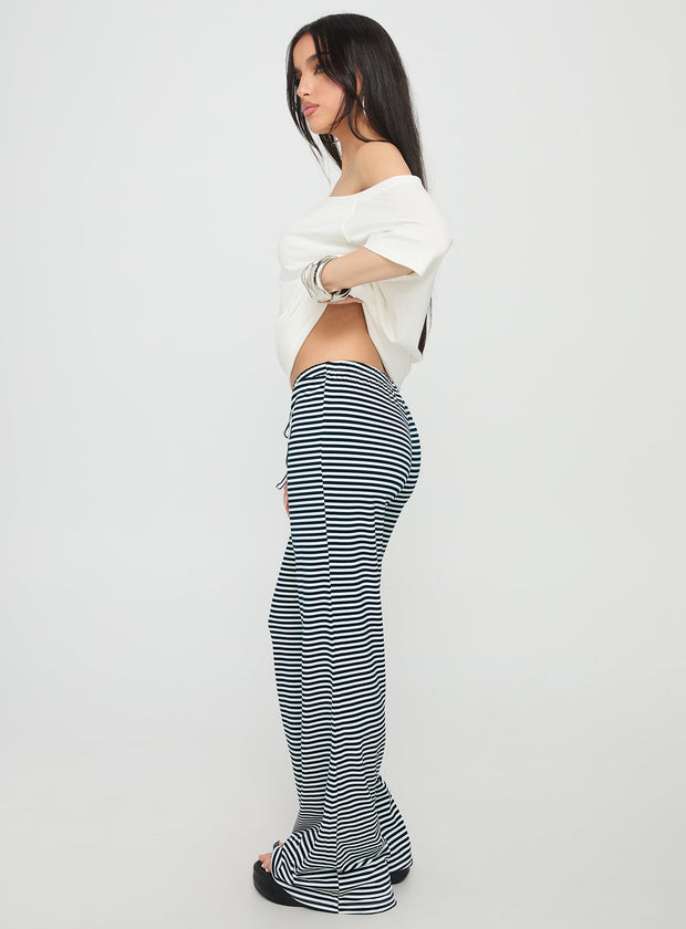 Alfreda Jersey Pant Navy Stripe
