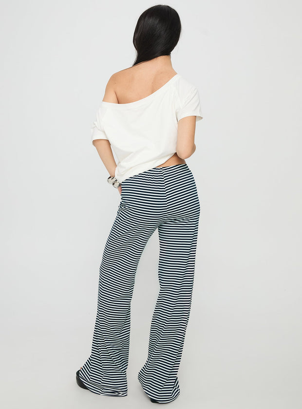 Alfreda Jersey Pant Navy Stripe