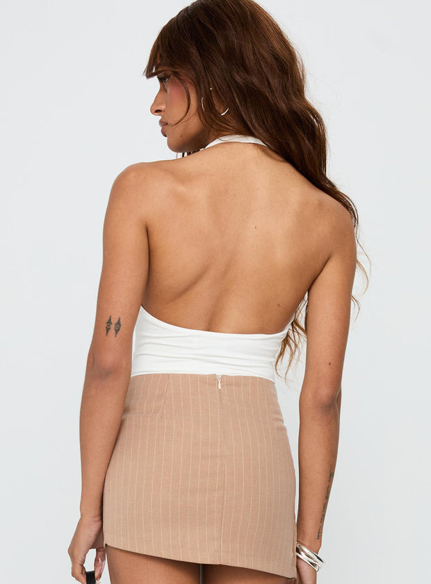 Emmalyne Plunge Neck Bodysuit White