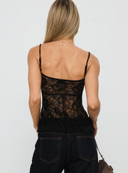 Weslee Lace Babydoll Top Black