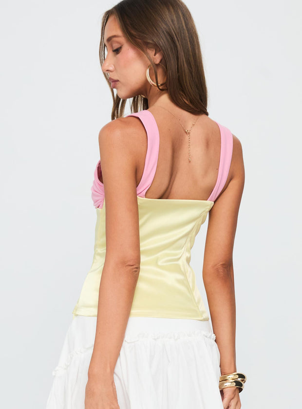 Zariela Contrast Bust Top Pink / Yellow