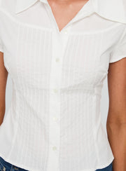 Akiyo Button Up Blouse Top White