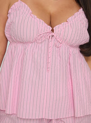 Abigayle Top Pink Stripe Curve