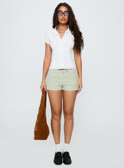 Tyrin Lace Trim Short Sleeve Shirt White