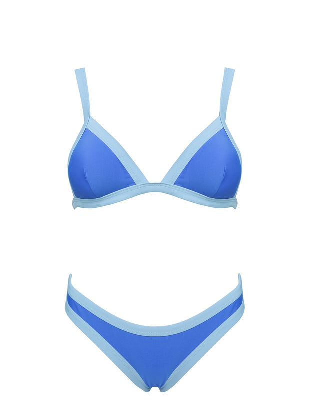 Amiri Contrast Triangle Bikini Top Blue