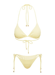 Nevaeh Ribbed Triangle Bikini Top Yellow