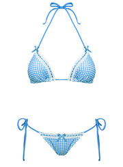 Jenner Triangle Bikini Top Blue Gingham