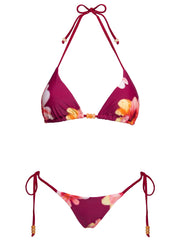 Jenner Triangle Bikini Top Burgundy Floral