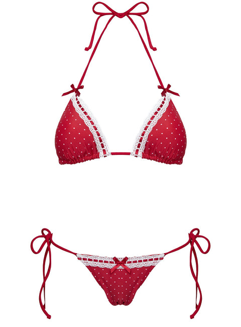 Jenner Triangle Bikini Top Red Polka