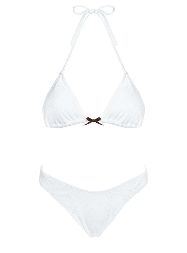 Lucky Bay Anglaise High Side Bikini Bottoms White