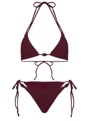 Nevaeh Textured Triangle Bikini Top Red