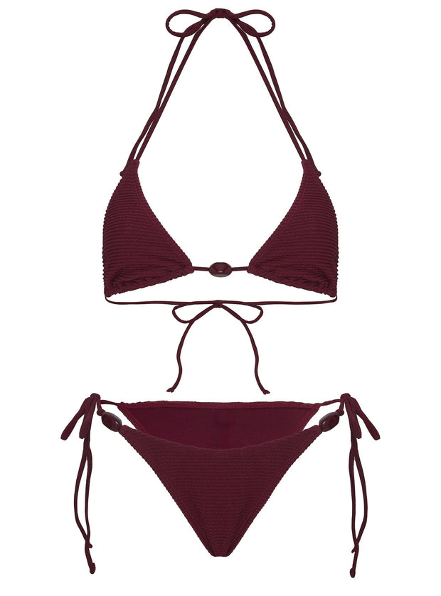 Nevaeh Textured Triangle Bikini Top Red