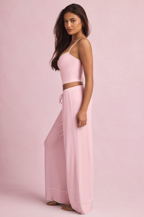Modal Mid-Rise Pyjama Trousers in Baby Pink