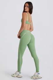 Soft Active Twist-Front Leggings in Green