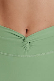 Soft Active Twist-Front Leggings in Green